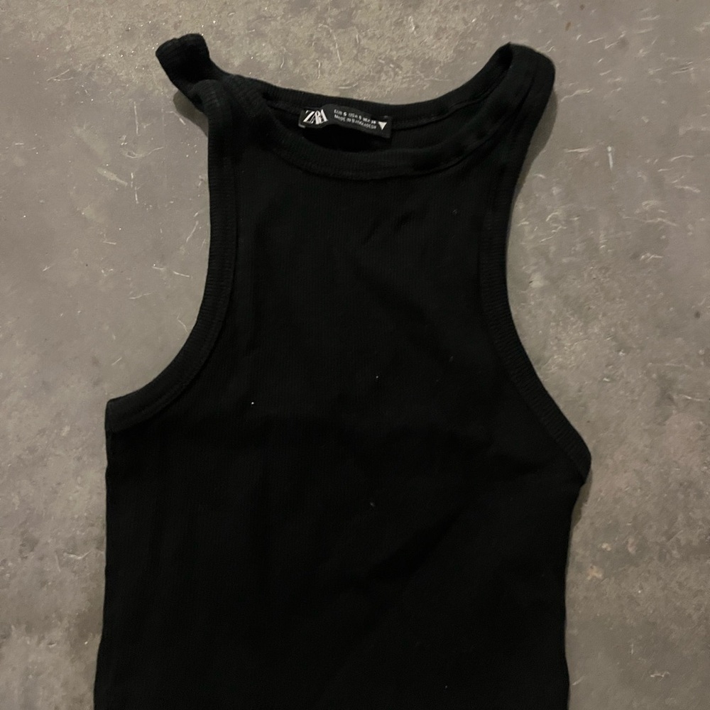 Zara Black Sleeveless cropped Tank Top